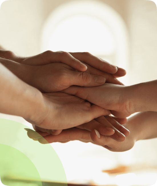 Circle of Unity and Support Diverse group standing in a circle holding hands, symbolizing unity and support in therapy.